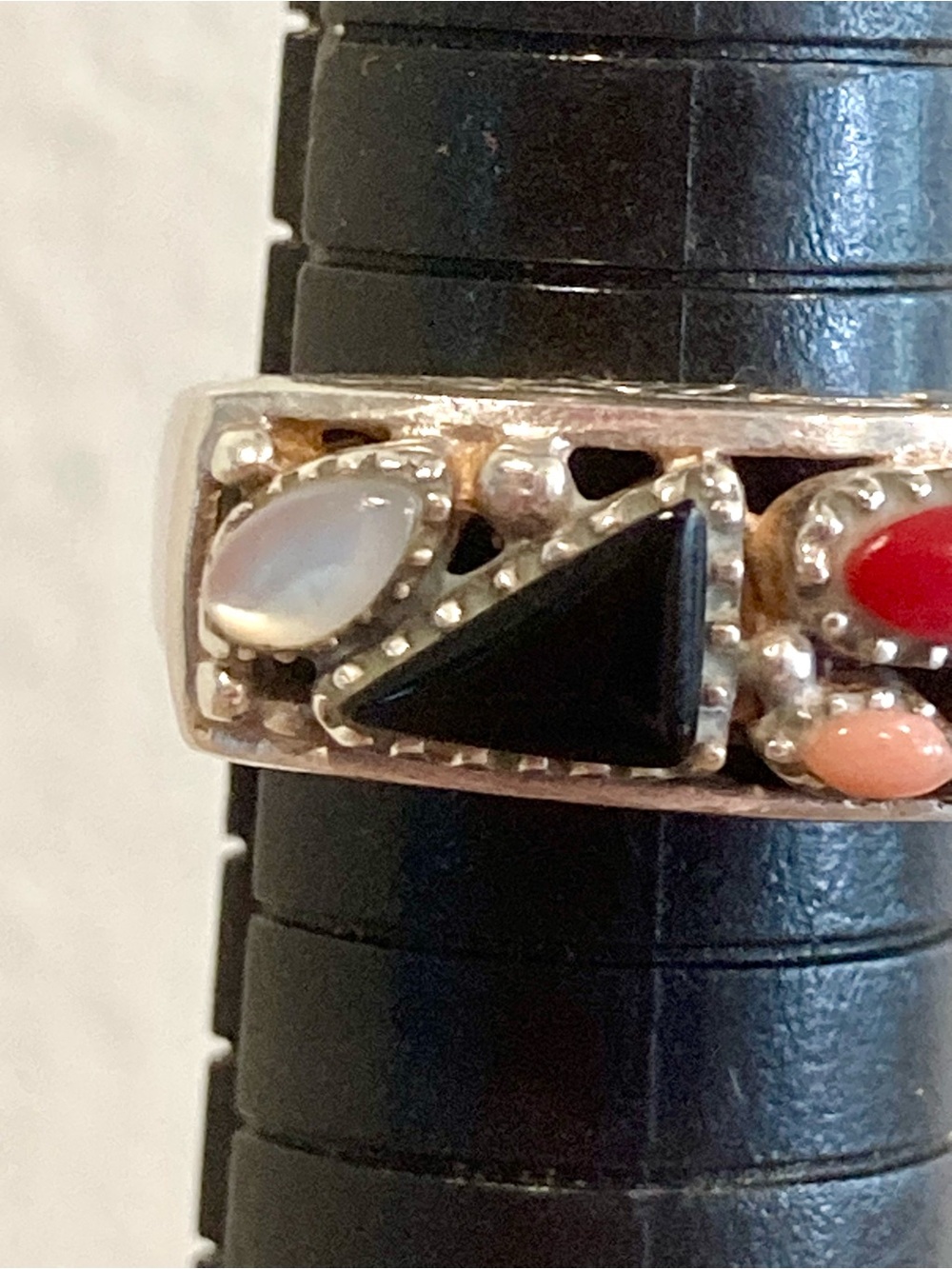 Sterling Silver Chunky Statement Ring Multicolor Size 6.75 Colorful - Picture 15 of 15